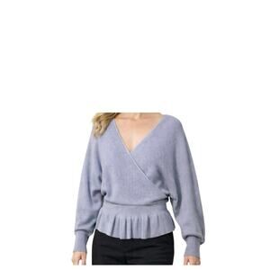 Zesica Sweater Womens Size XL Blue Gray Long Sleeve Pullover V Neck Peplum NWT